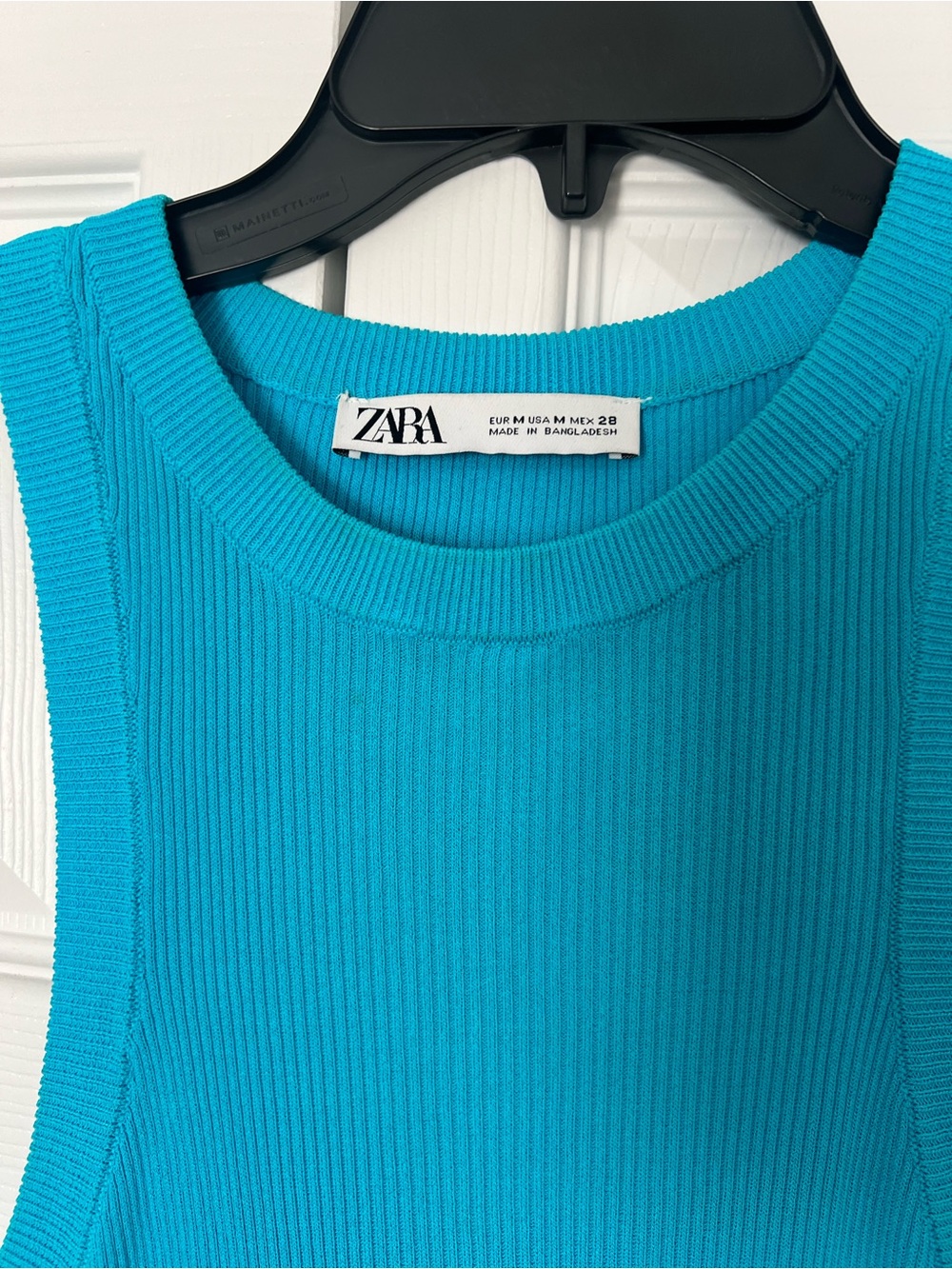 ZARA Turquoise Ribbed Tank Top- medium - Picture 2 of 3